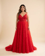Robe À Volant Rouge
