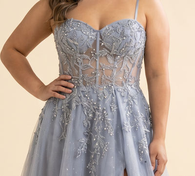 Robe Fluide Corset Bleu Fumé