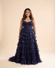 Sequin Gown Navy