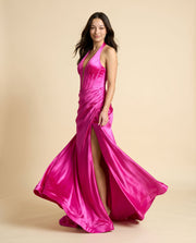 Robe En Satin Rose Flamboyant