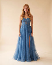 Robe En Paillettes Bleu ciel