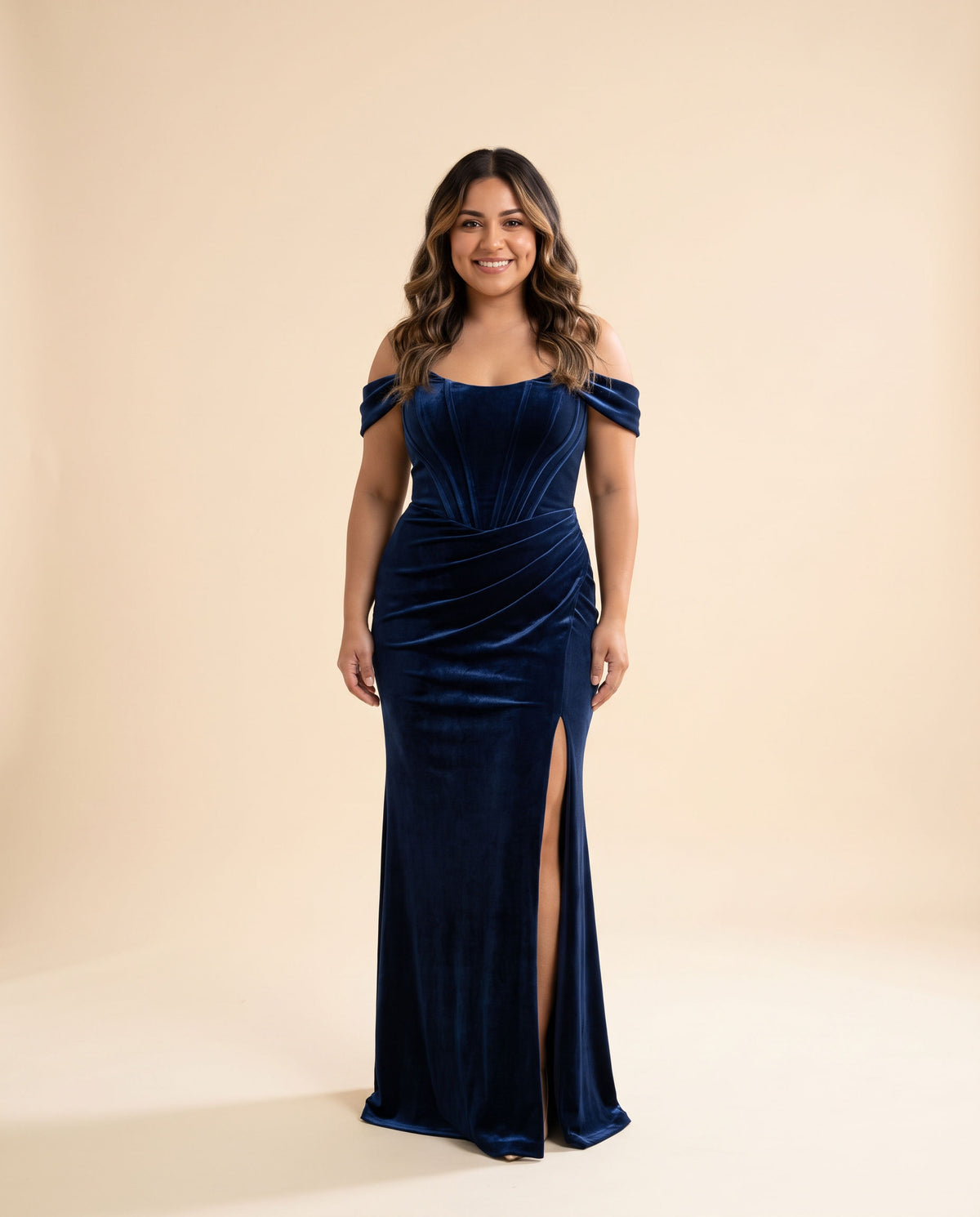 Robe Corset En Velour Marine