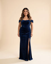 Robe Corset En Velour Marine
