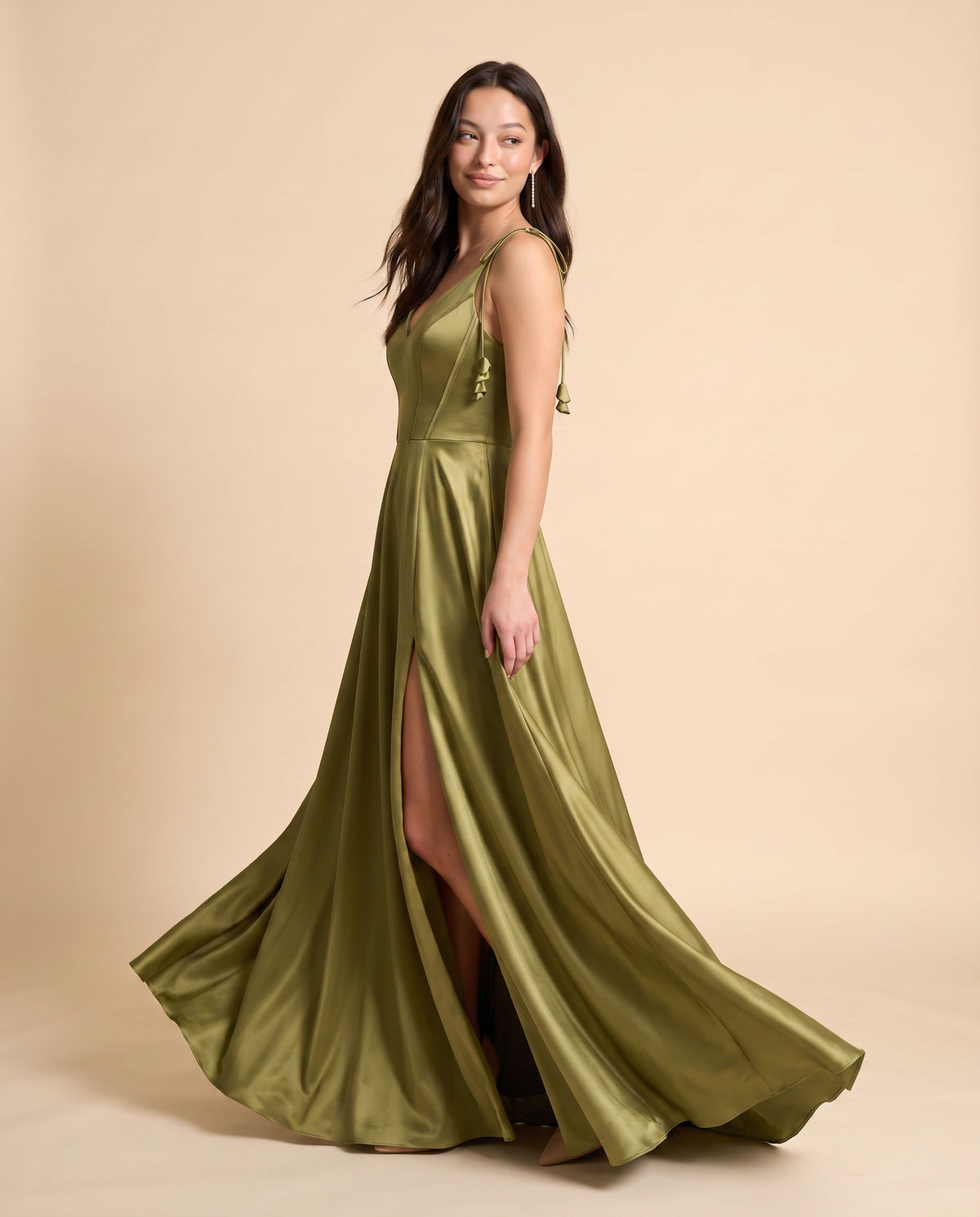 Robe À Corset En Satin Olive