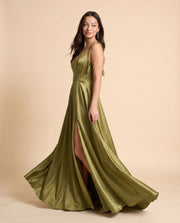 Robe À Corset En Satin Olive