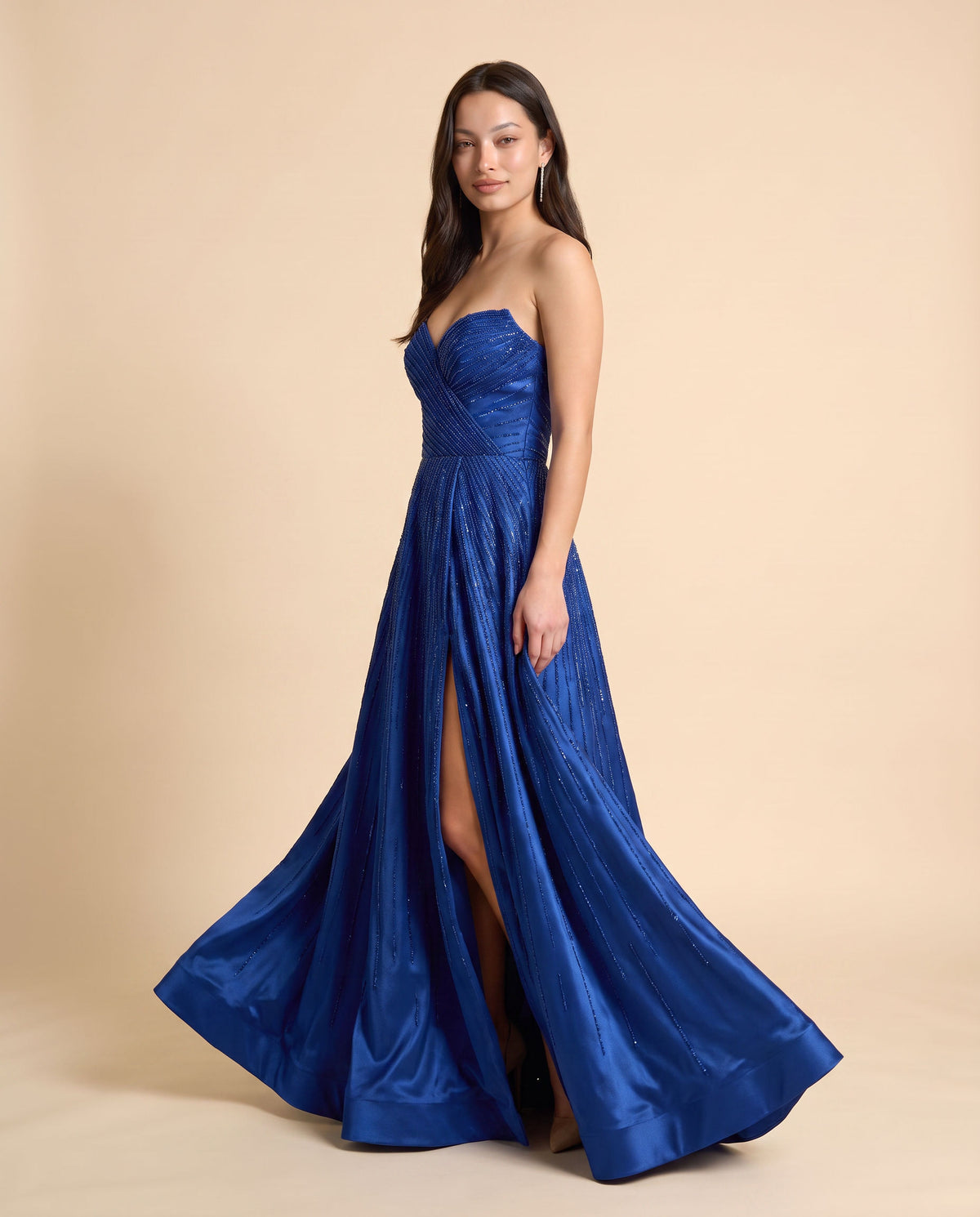 Robe Brillante Bustier Avec Fente Royal