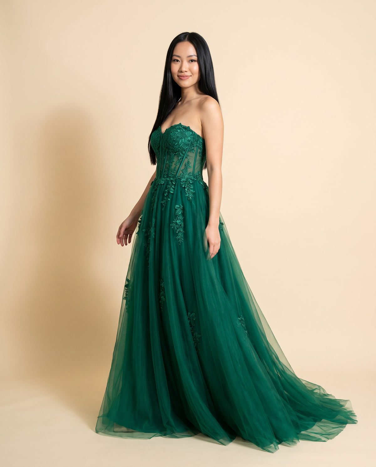 Robe Bustier En Cœur Émeraude