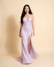 Robe Ajustée Scintillante Lilas