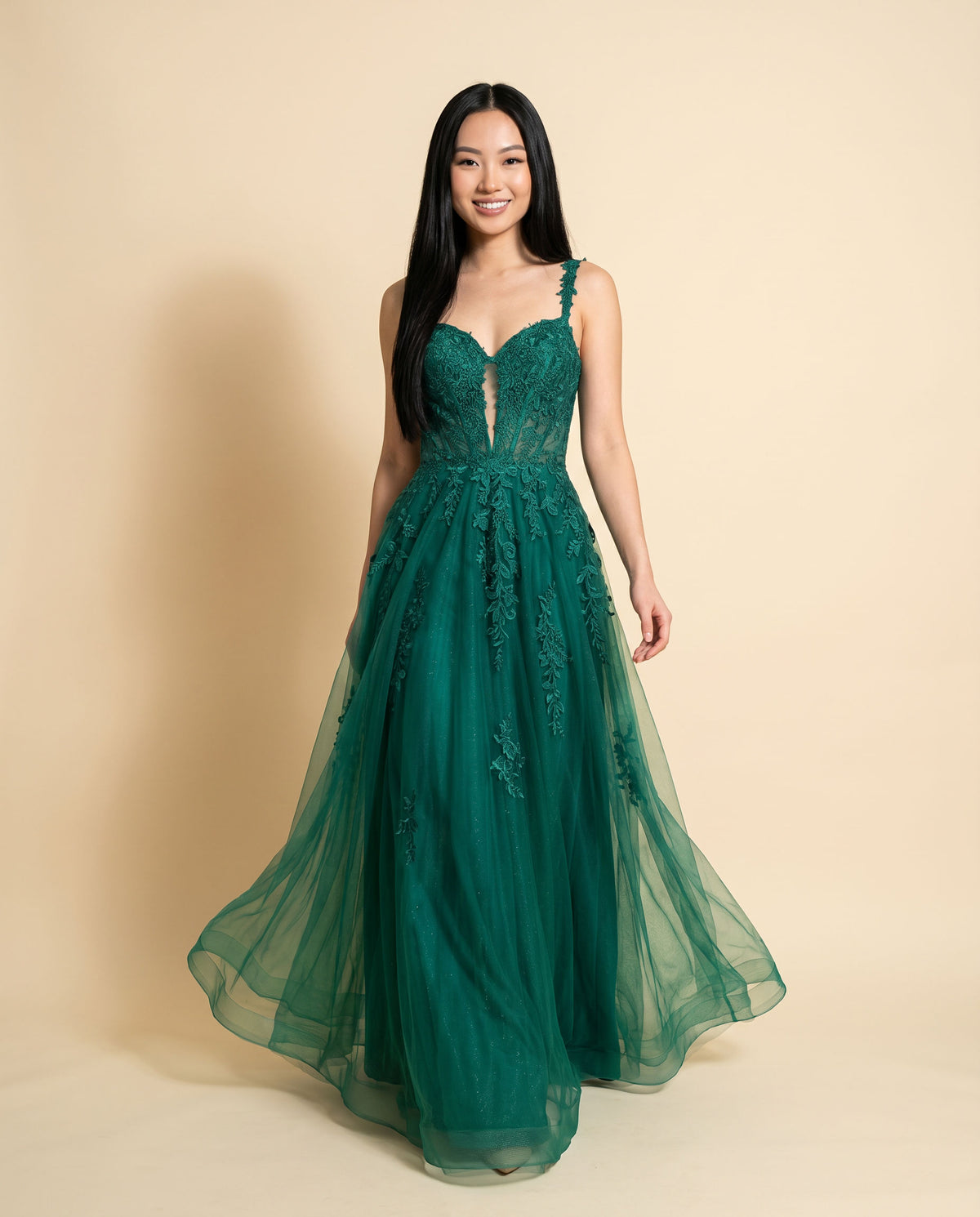 Robe Scintillante Corset Émeraude