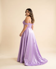 Robe princesse en satin Lilas