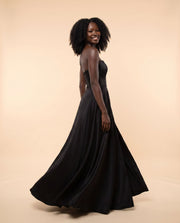 Robe Bustier En Satin Noire