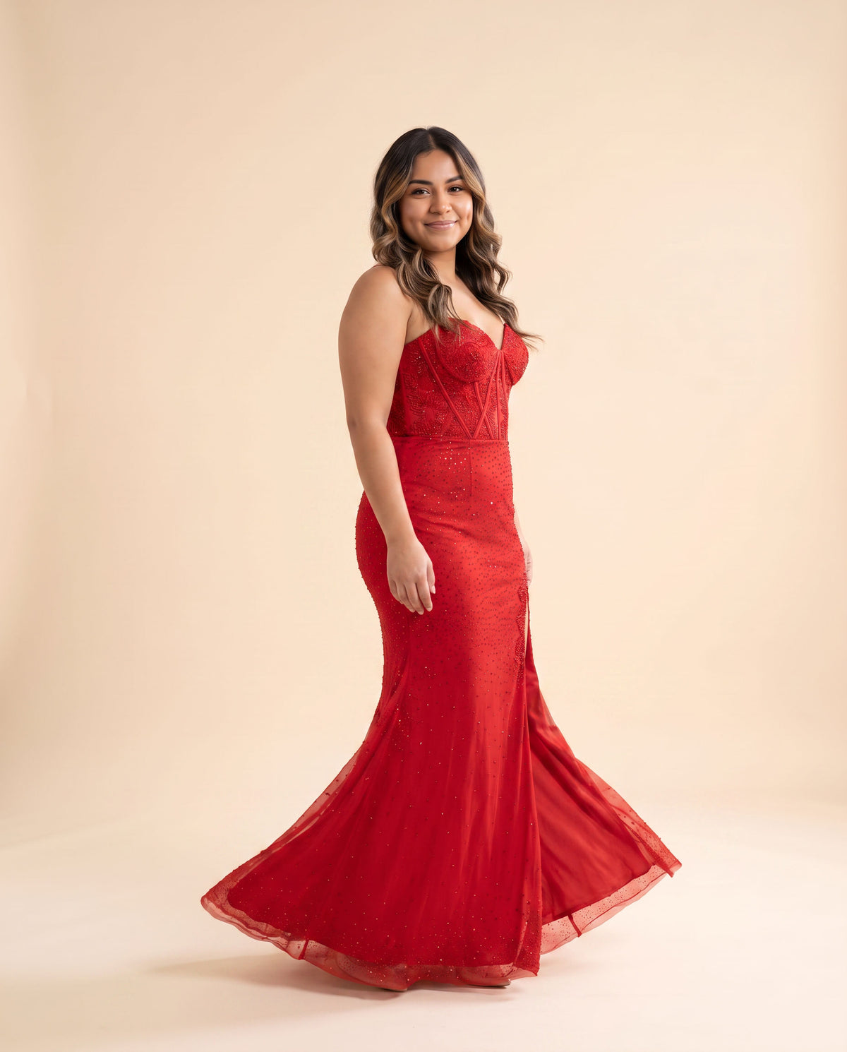 Robe Corset Avec Fente Rouge