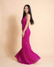 Robe Ajustée Scintillante Fuchia