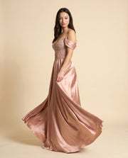 Robe Satinée Rose Or