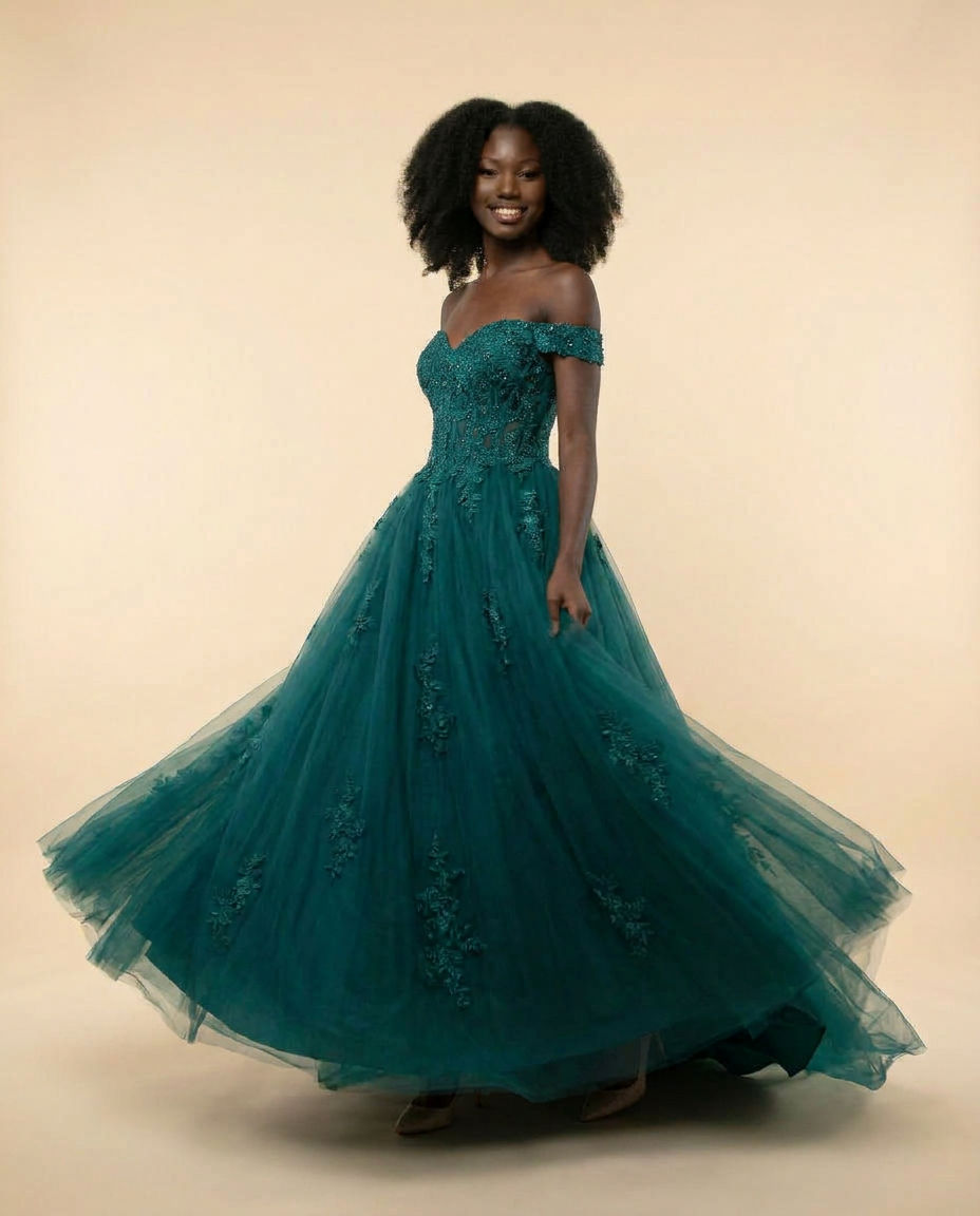 Off-Shoulder Gown Teal