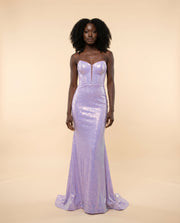 Robe Lilas Corset Brillante