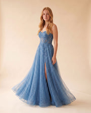 Robe En Paillettes Bleu ciel