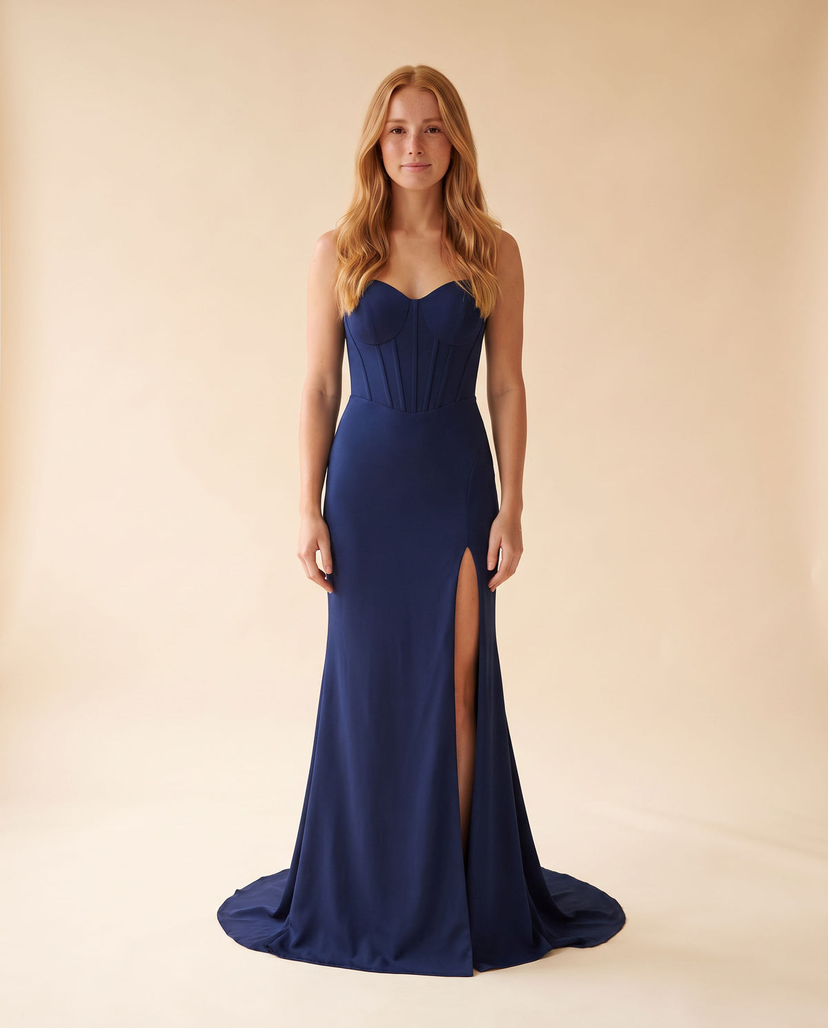 Robe Ajustée À Corset Marine