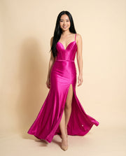 Robe Corset En Satin Magenta
