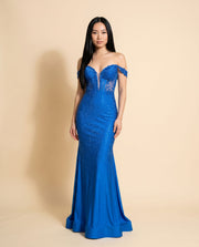 Robe Ajustée Corset Brillante Royal