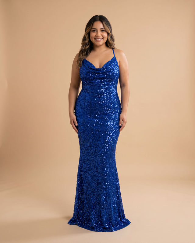 Robe Ajustée Scintillante Royal