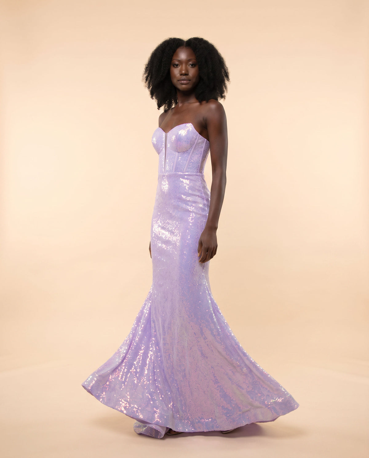 Robe Lilas Corset Brillante