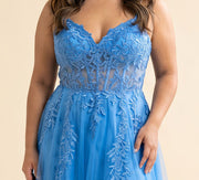 Robe Décolleté en A Bleu