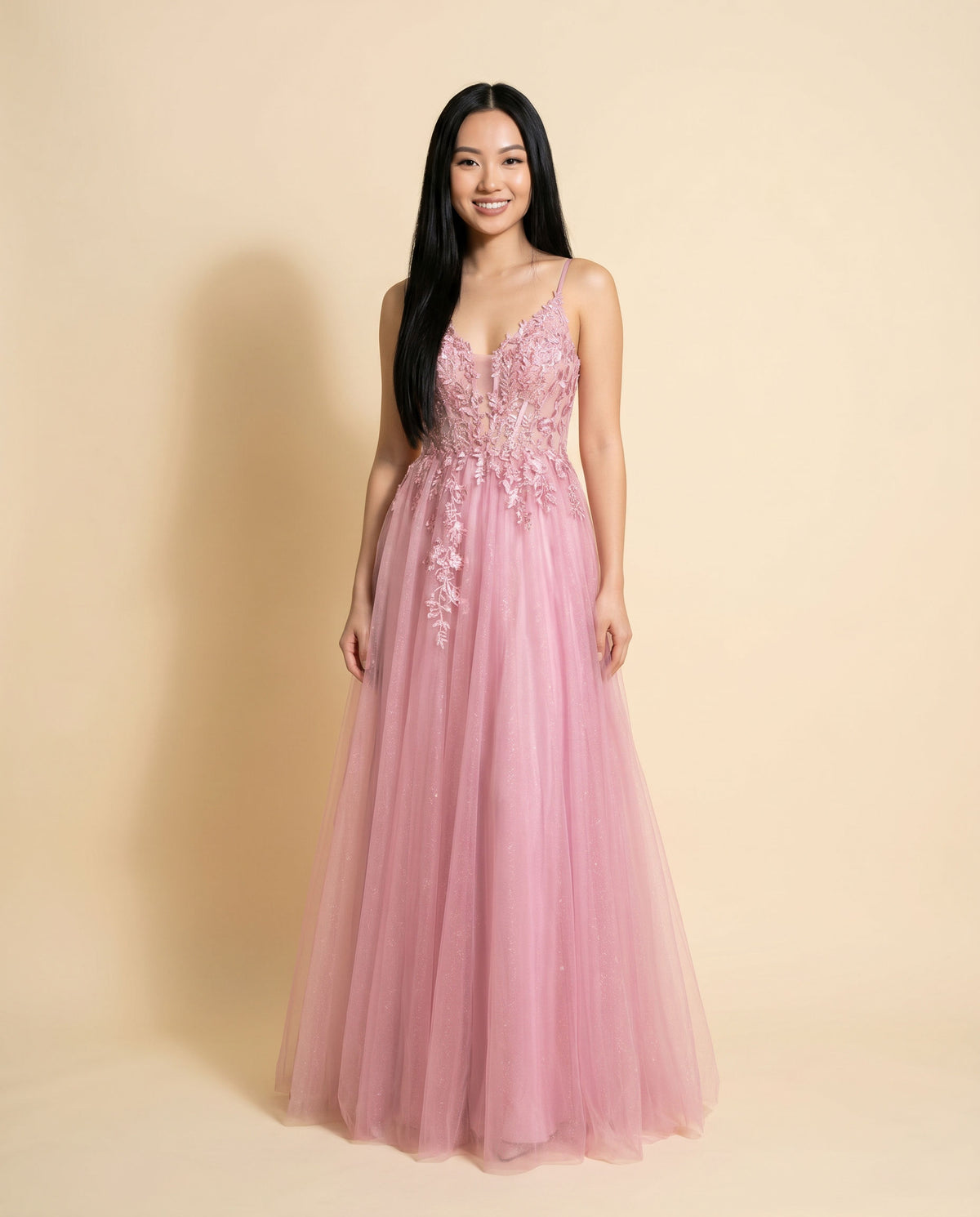 Robe Scintillante En Tulle Rose
