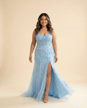 Robe Décolleté Bleu Pâle