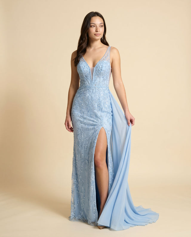 Robe Corset Brillante Bleu Poudre