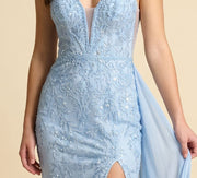 Robe Corset Brillante Bleu Poudre