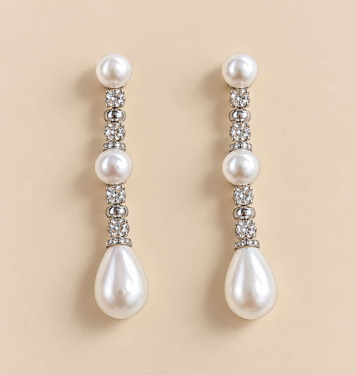 Boucles d'oreilles 2905 Argentées et Perlées