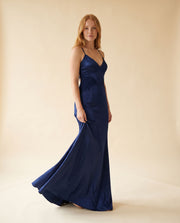 Robe Ajustée Dos Lacé Marine