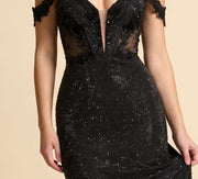 Robe Ajustée Corset Brillante Noire