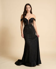 Robe Ajustée Corset Brillante Noire