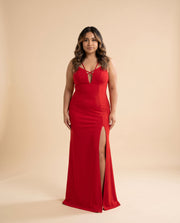 Robe Moulante Dos Ouvert Rouge