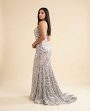 Robe À Dos Ouvert Argent