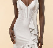Robe à Corset Avec Volants Argentée