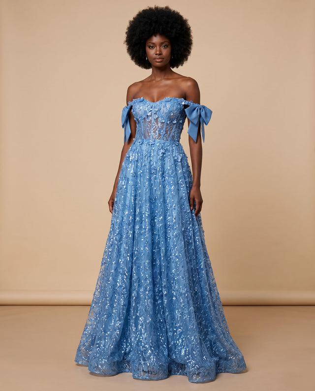 Robe A Corset Bleu Pale
