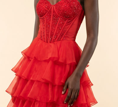 Robe à volants rouge