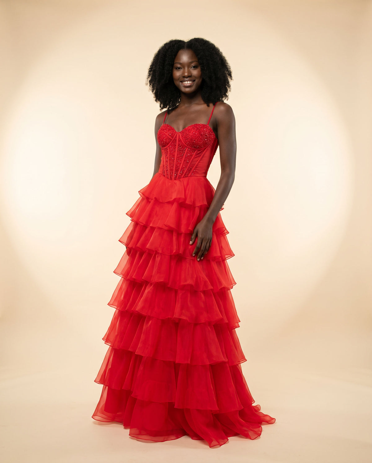 Robe à volants rouge