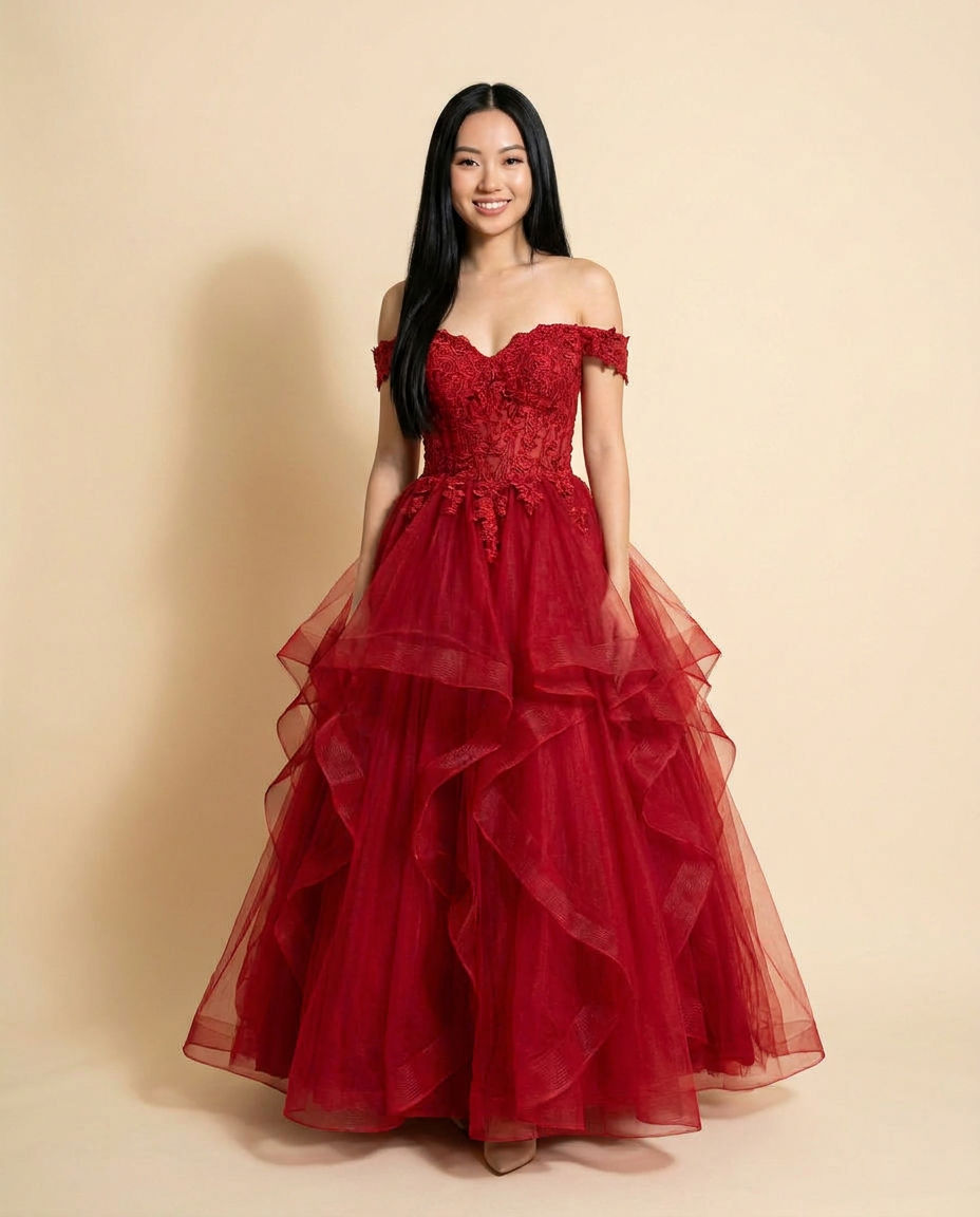 Beaded Gown Red