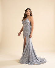 Robe Scintillante Ajustée Argent