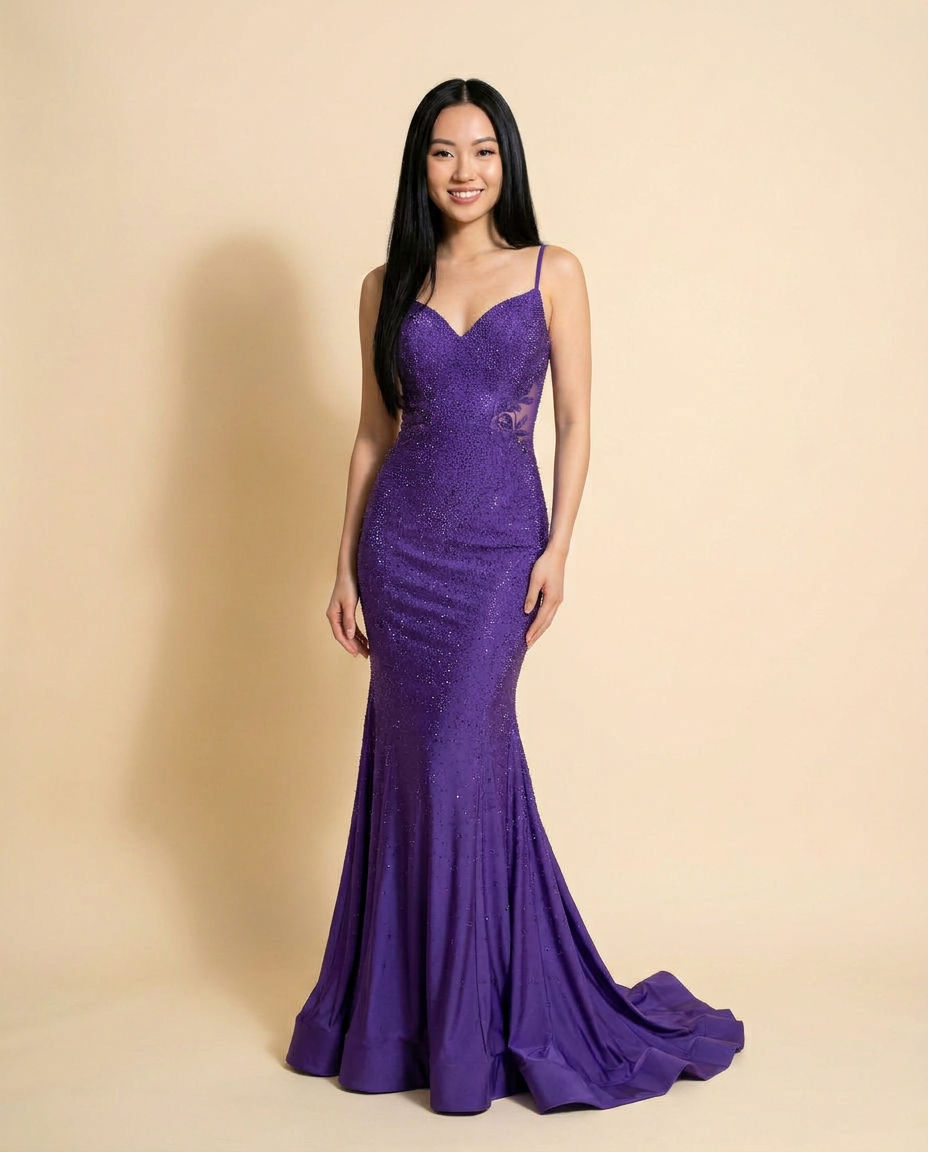 Robe Décolleté Brillante Prune