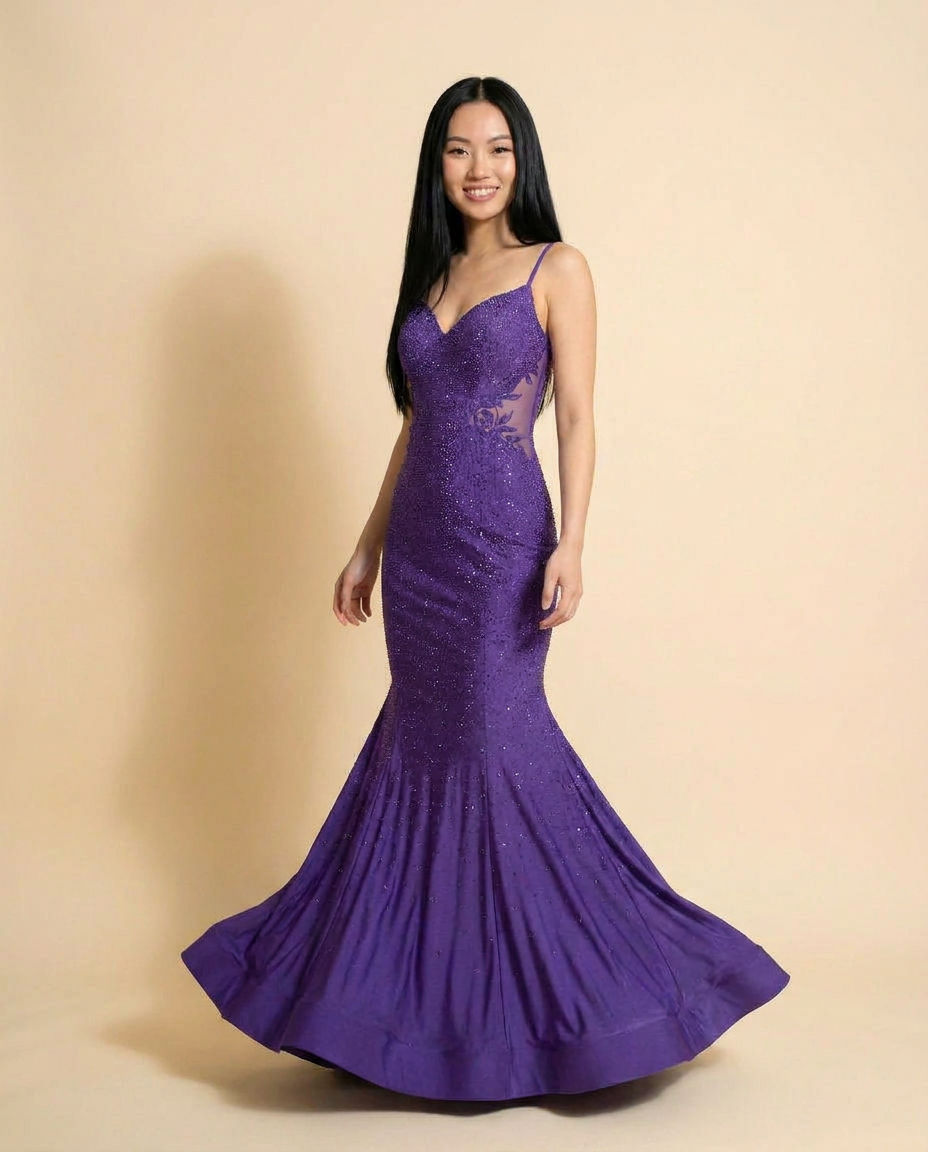 Robe Décolleté Brillante Prune