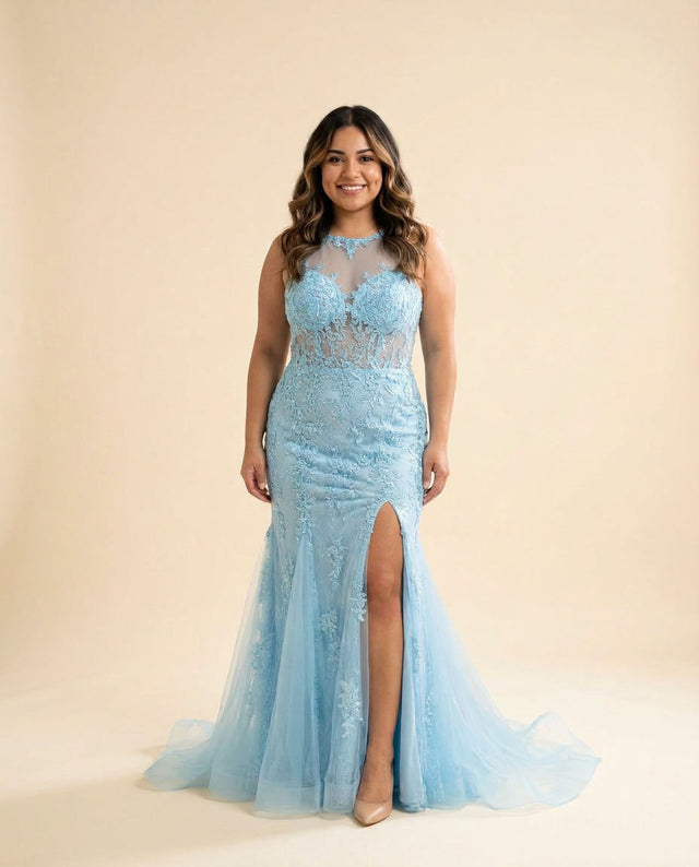 Mermaid Gown Sky Blue