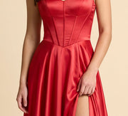 Robe en satin fluide Rouge
