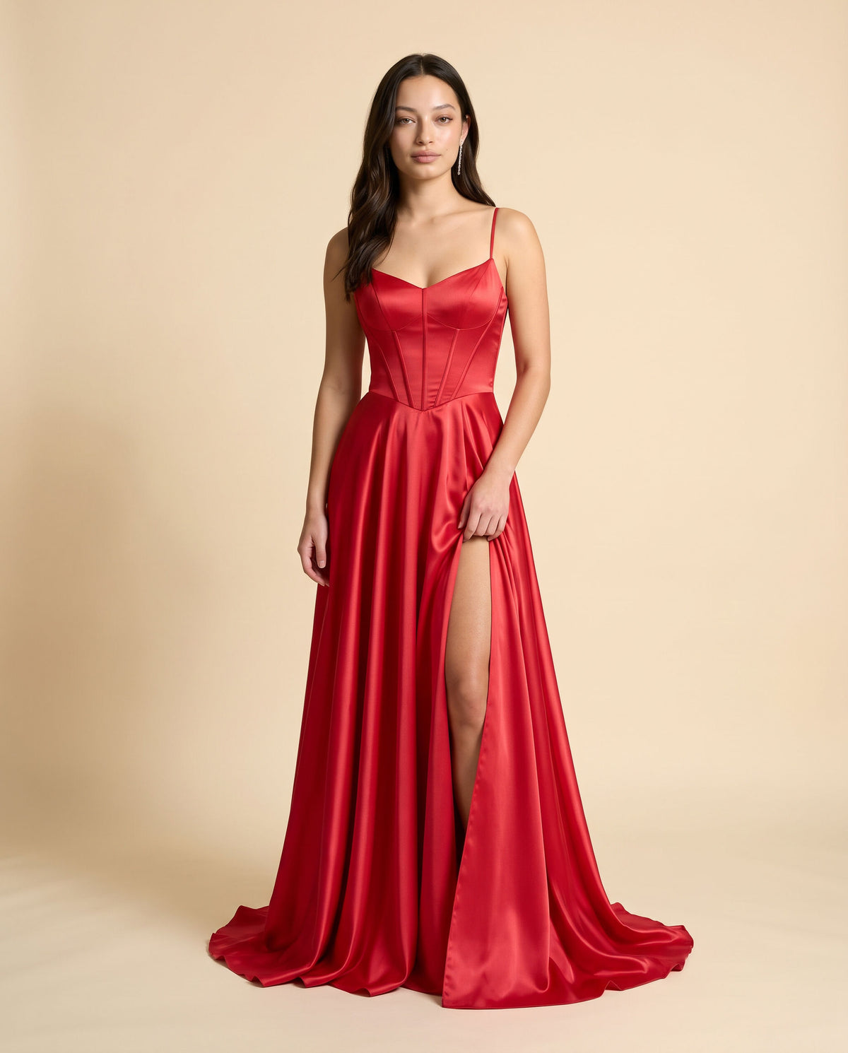 Robe en satin fluide Rouge