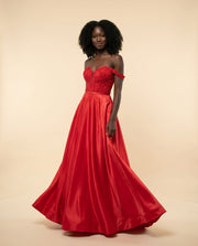 Robe Fluide En Satin Rouge