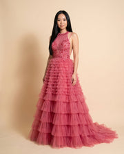 Robe À Volant Rose Flamboyant